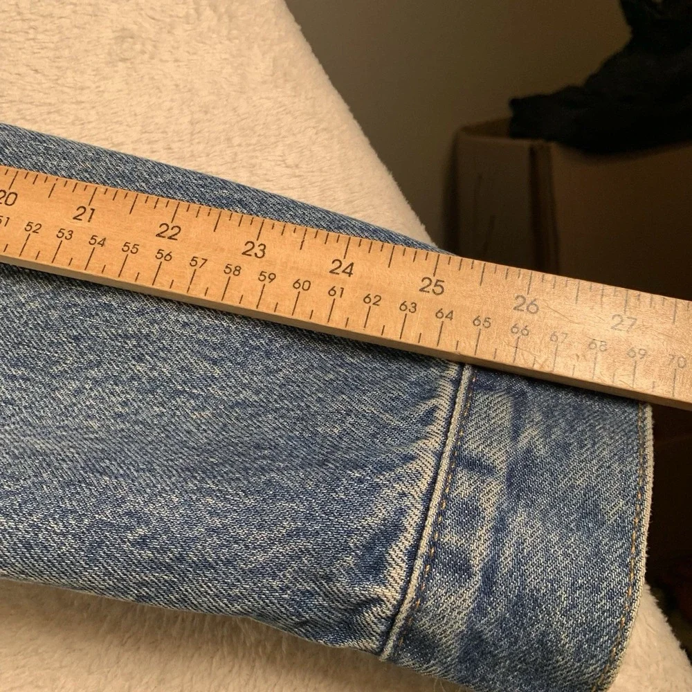 Levis Denim‎ Jacket Premium Mens Small Blue Denim Sherpa Lined Snap Button Big E